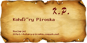 Koháry Piroska névjegykártya
